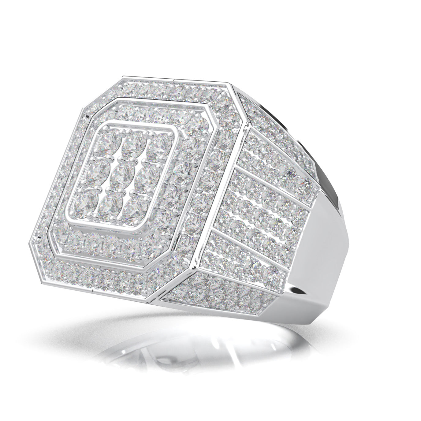 5.30 ct Lab Grown Diamond Mens Rings in 14k White Gold