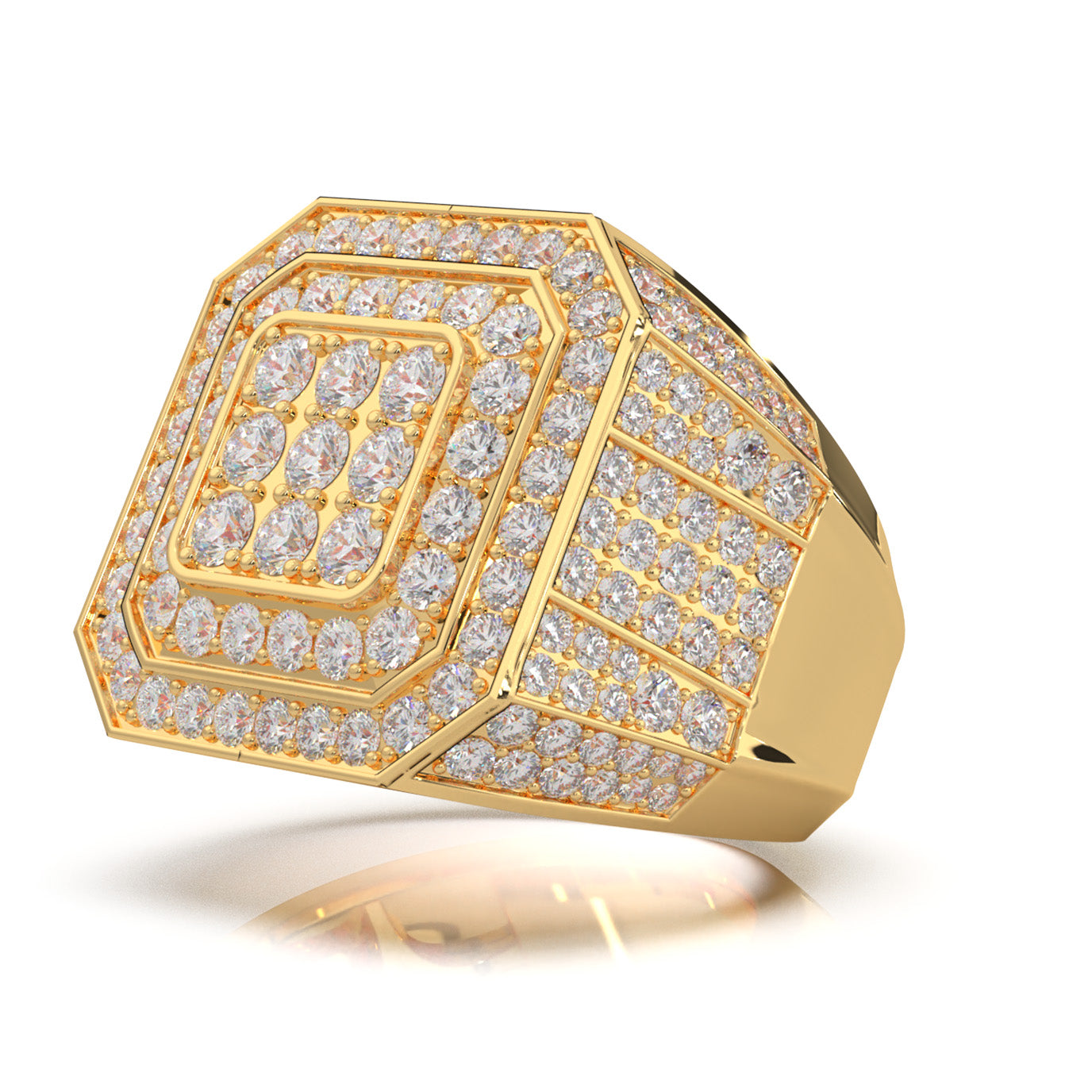 5.30 ct Moissanite Mens Rings in 14k Yellow Gold