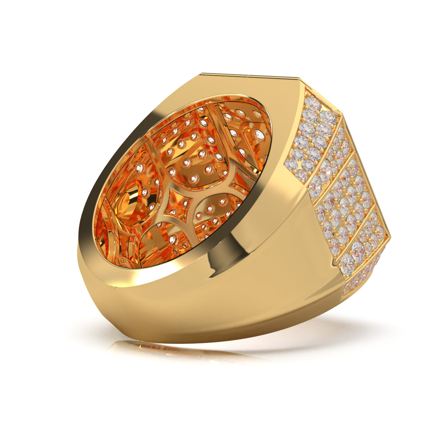 5.30 ct Moissanite Mens Rings in 14k Yellow Gold