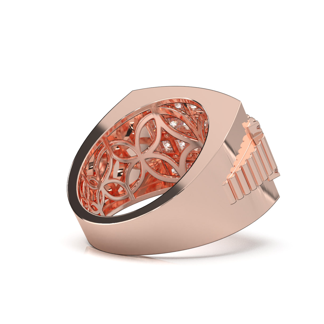 2.70 ct Lab Grown Diamond Statement Mens Rings in 14k Rose Gold