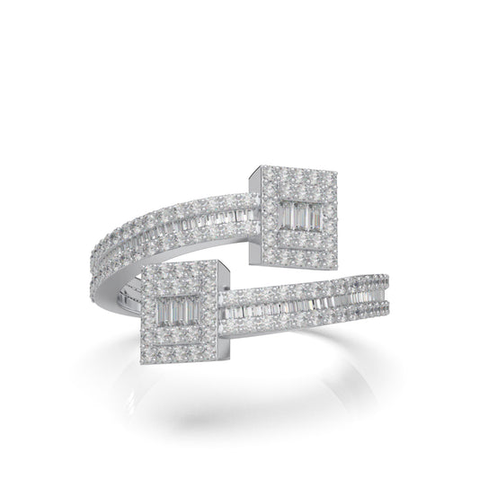 0.75 ct Moissanite Nail Rings in 10k White Gold