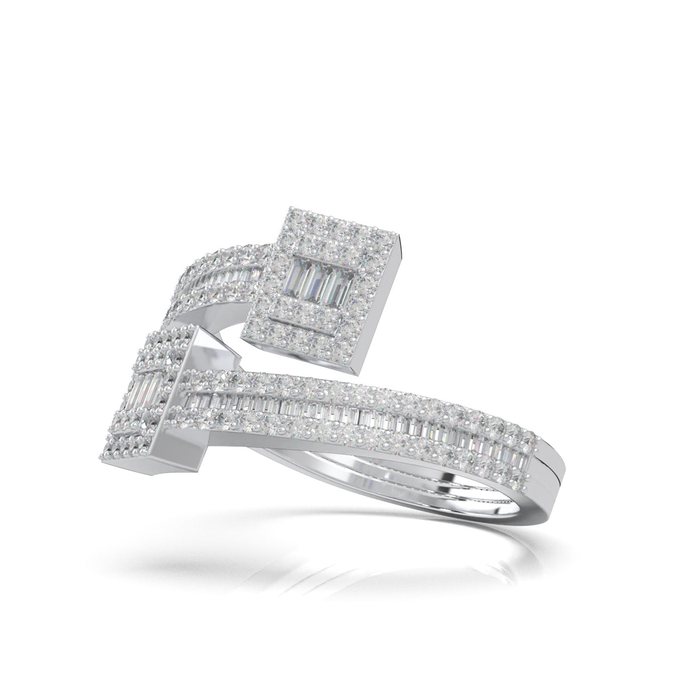 0.75 ct Moissanite Nail Rings in 10k White Gold