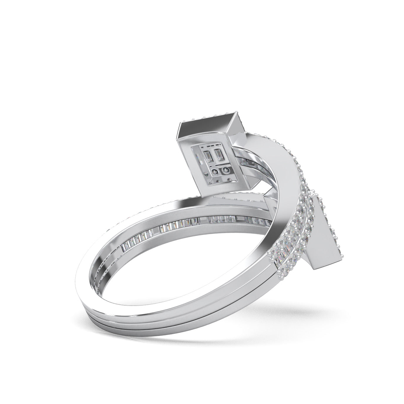 0.75 ct Moissanite Nail Rings in 10k White Gold