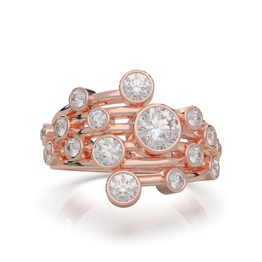 1.70 ct Natural Diamond Fancy Rings in 14k Rose Gold