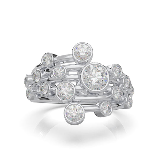 1.70 ct Natural Diamond Fancy Rings in 10k White Gold