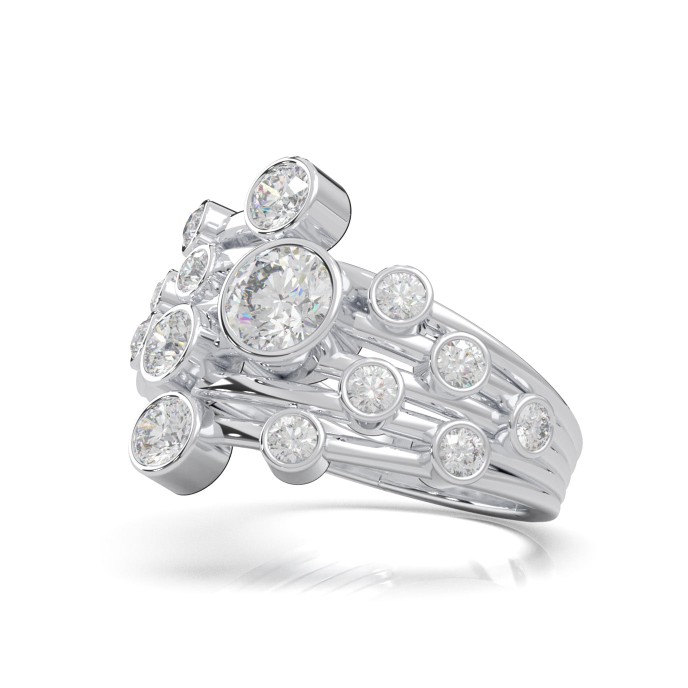 1.70 ct Moissanite Fancy Rings in 14k White Gold