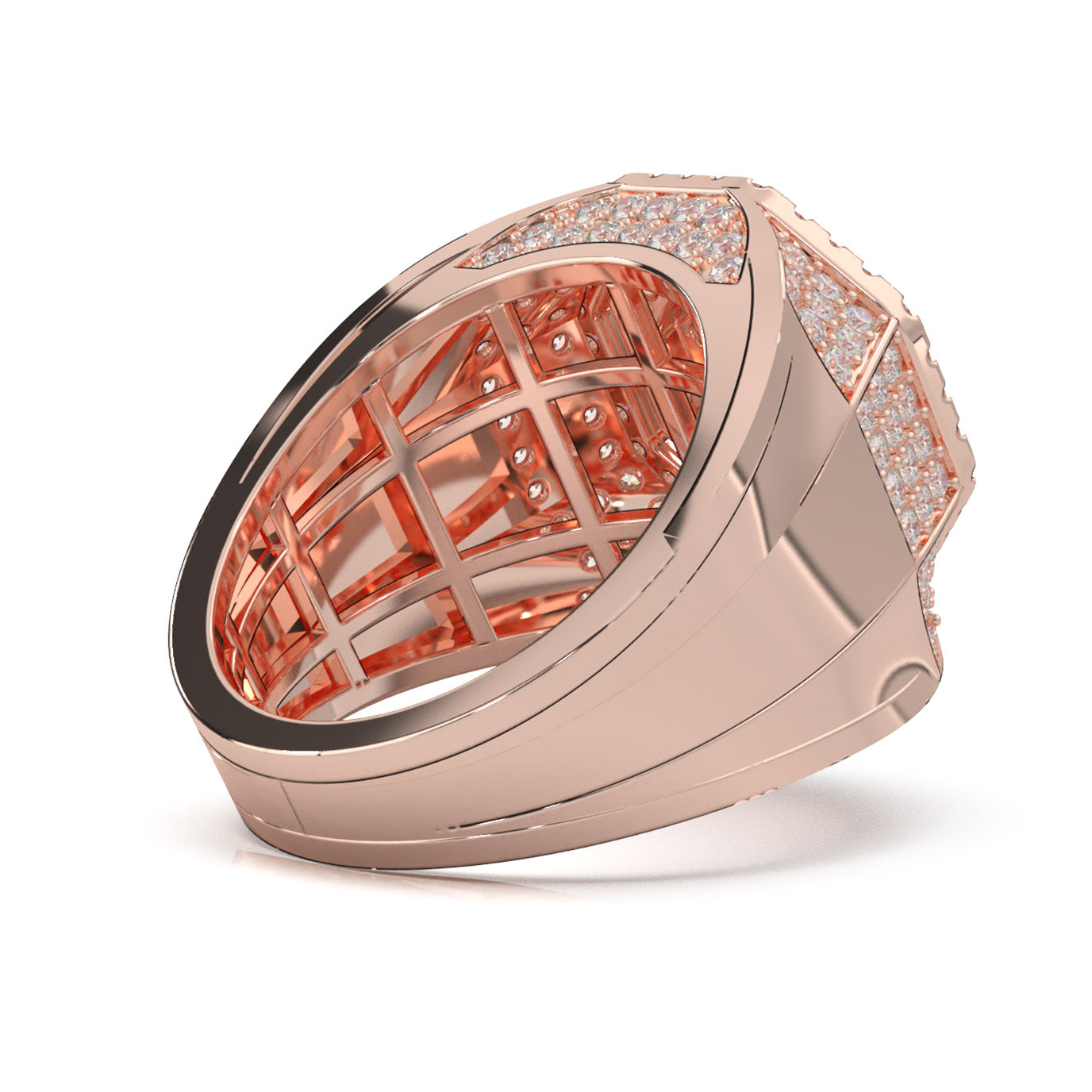 3.50 ct Moissanite Mens Rings in 10k Rose Gold