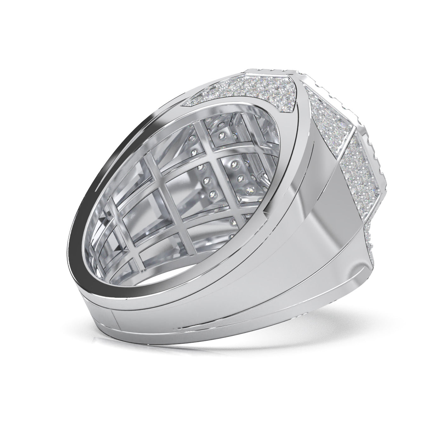 3.50 ct Lab Grown Diamond Mens Rings in 14k White Gold