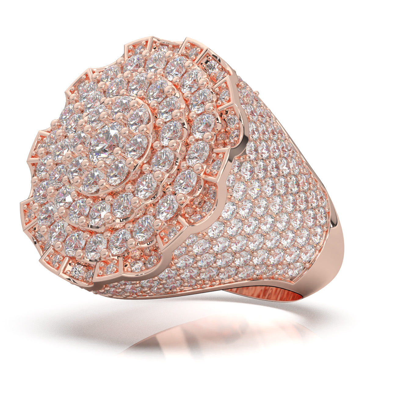 6.90 ct Natural Diamond Statement Rings in 14k Rose Gold