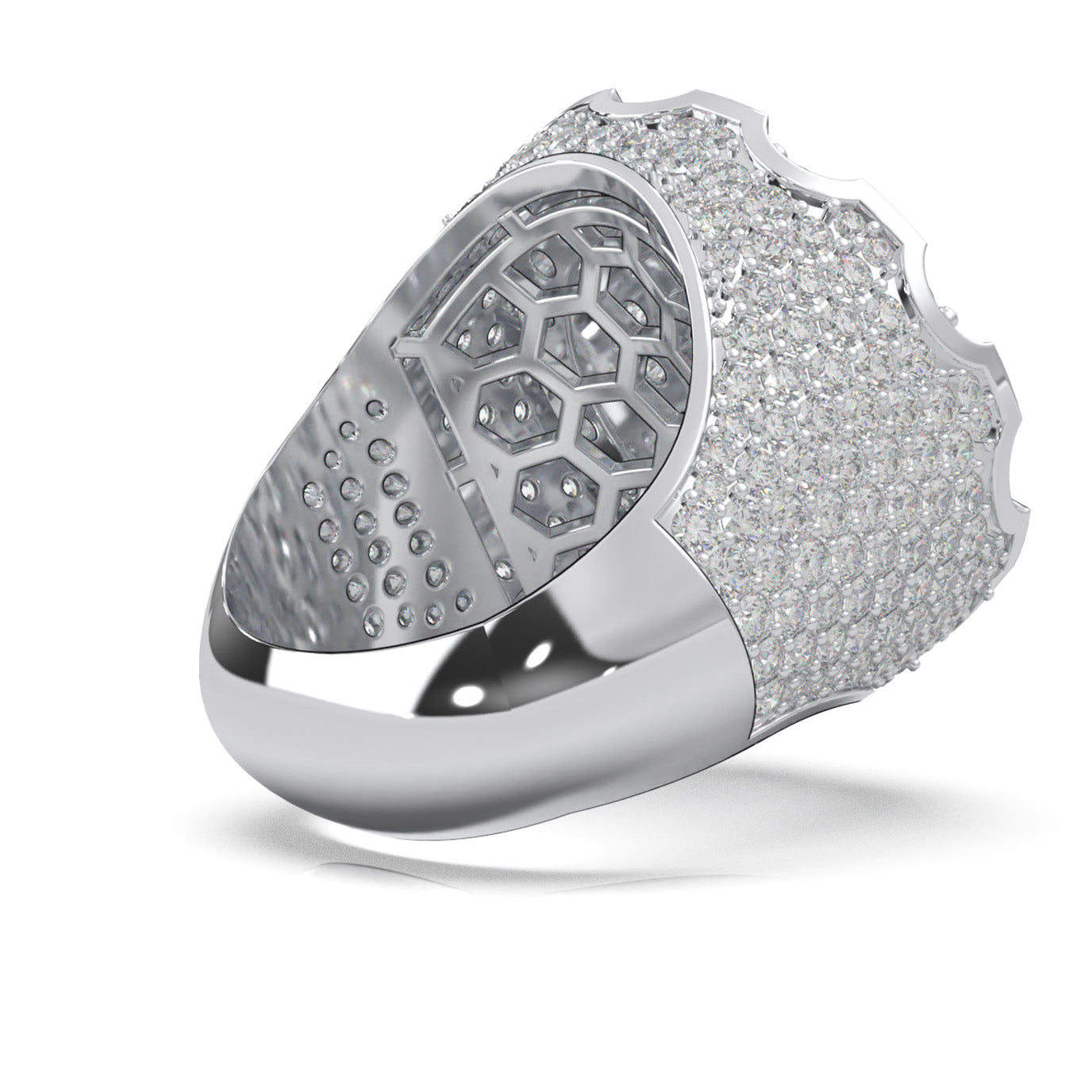 6.90 ct Natural Diamond Statement Rings in 14k White Gold