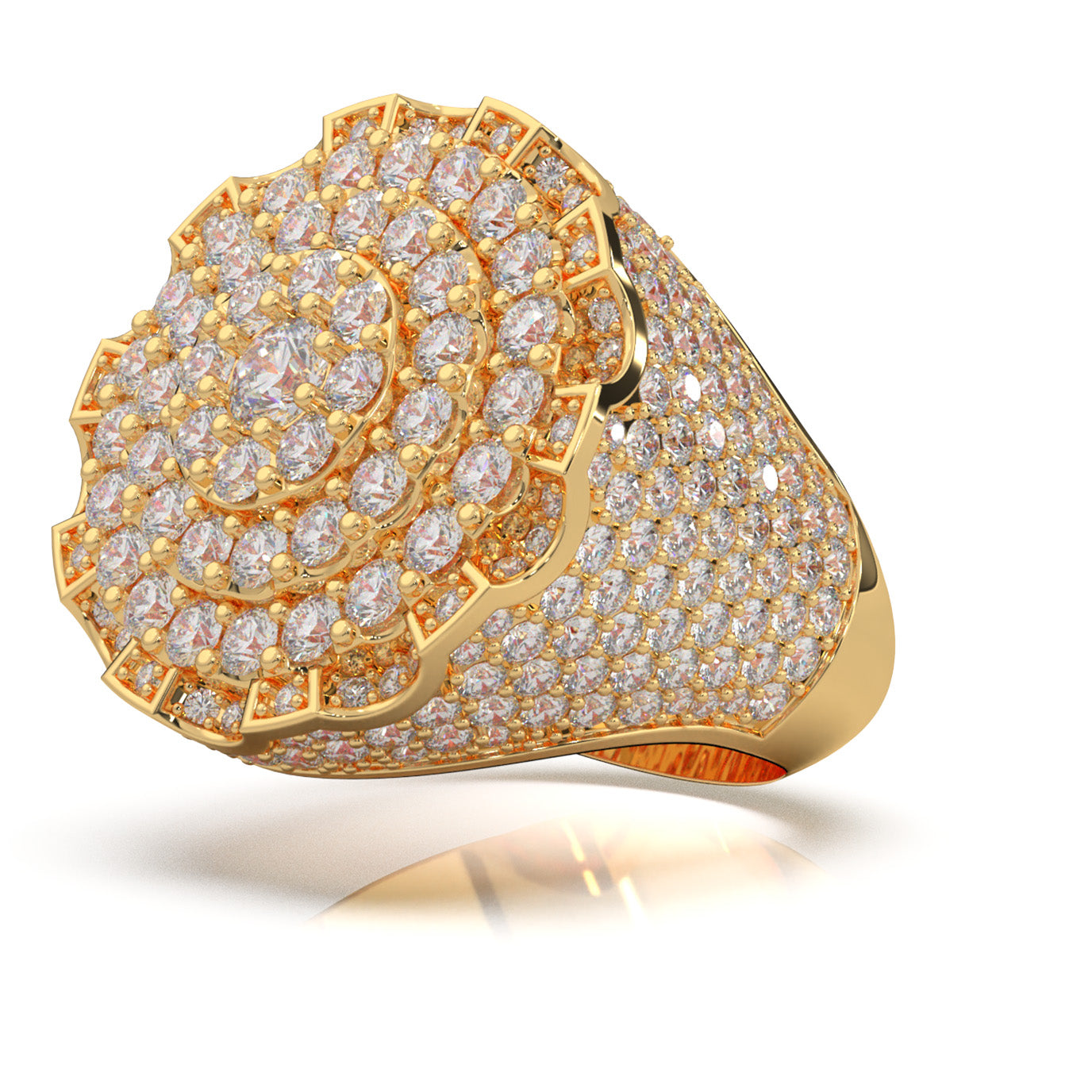 6.90 ct Natural Diamond Statement Rings in 14k Yellow Gold