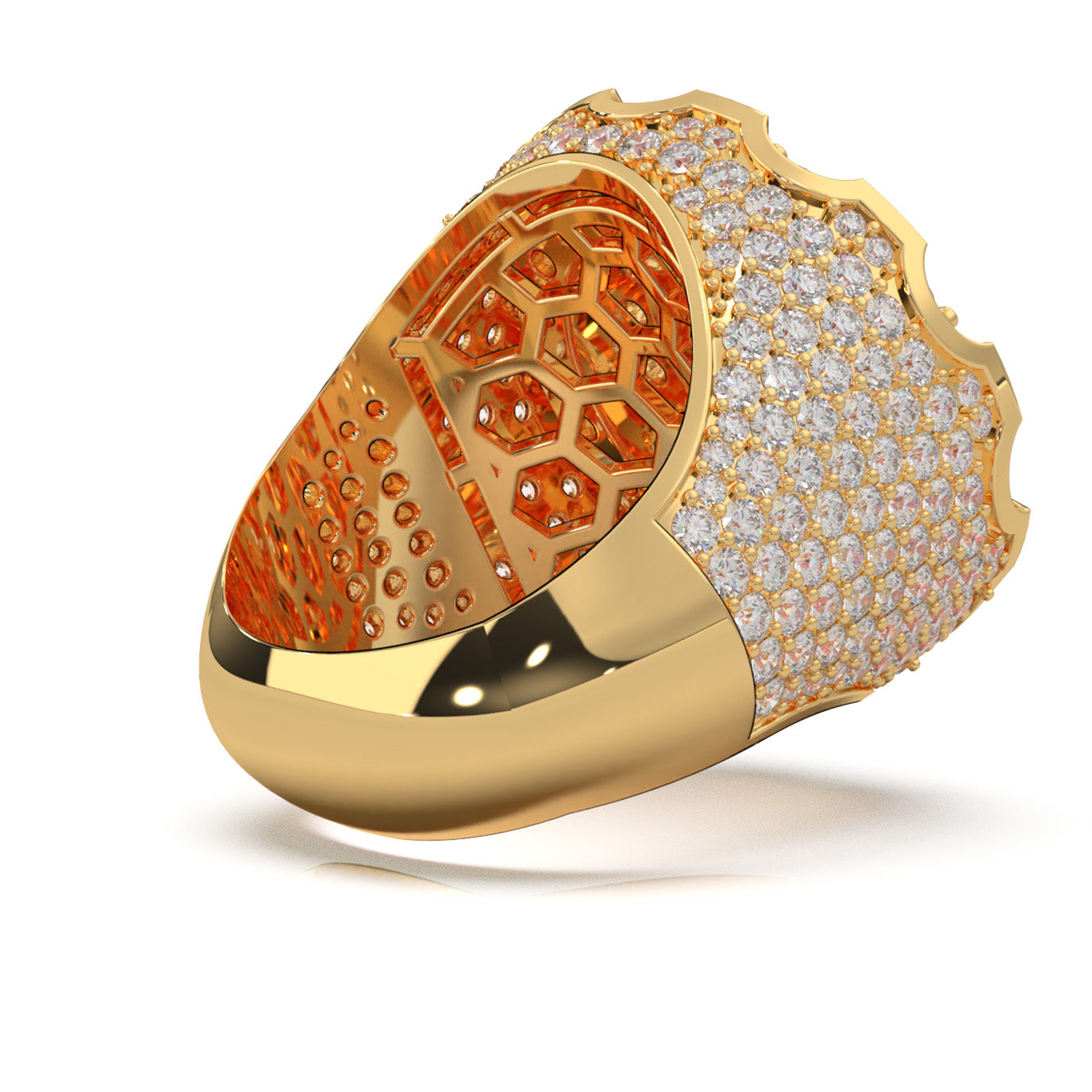 6.90 ct Lab Grown Diamond Statement Mens Rings in 14k Yellow Gold