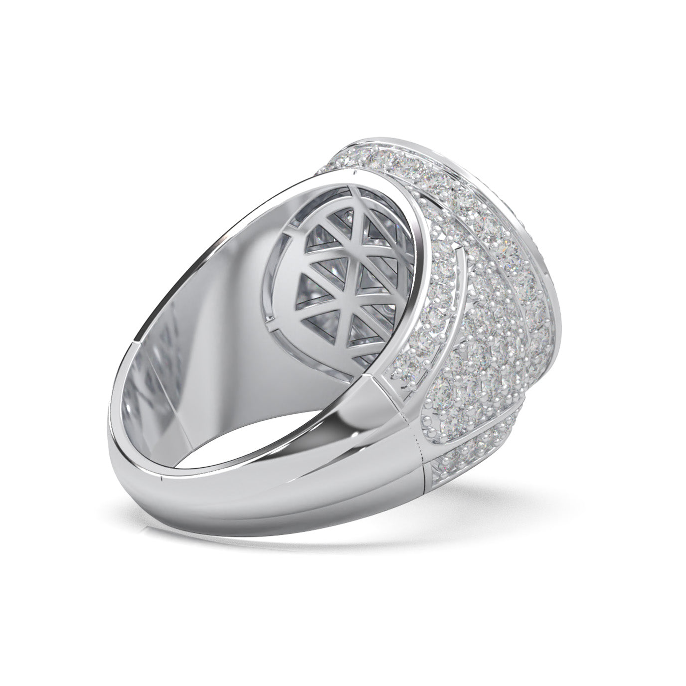 4.80 ct Moissanite Statement Mens Rings in 14k White Gold
