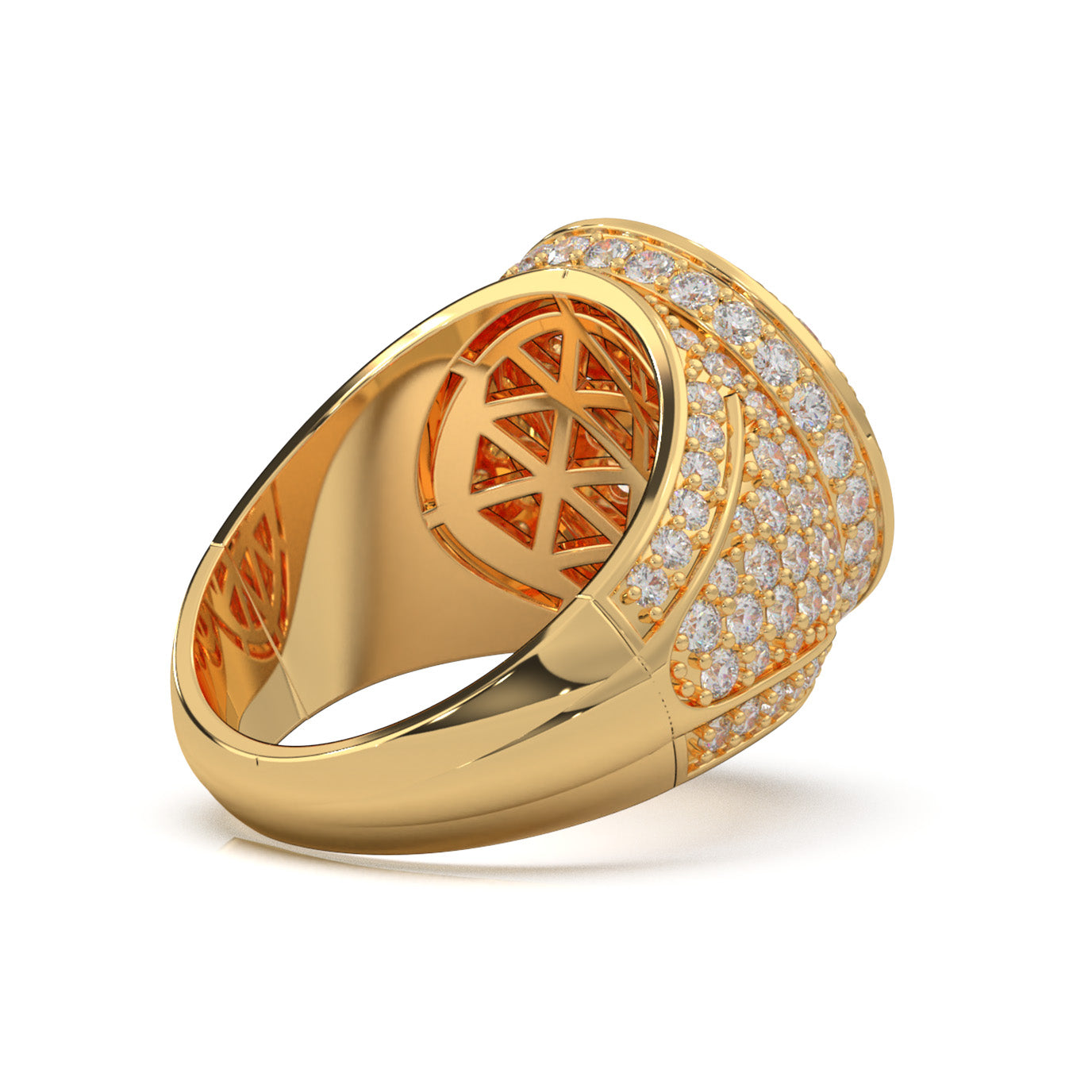 4.80 ct Lab Grown Diamond Statement Mens Rings in 14k Yellow Gold