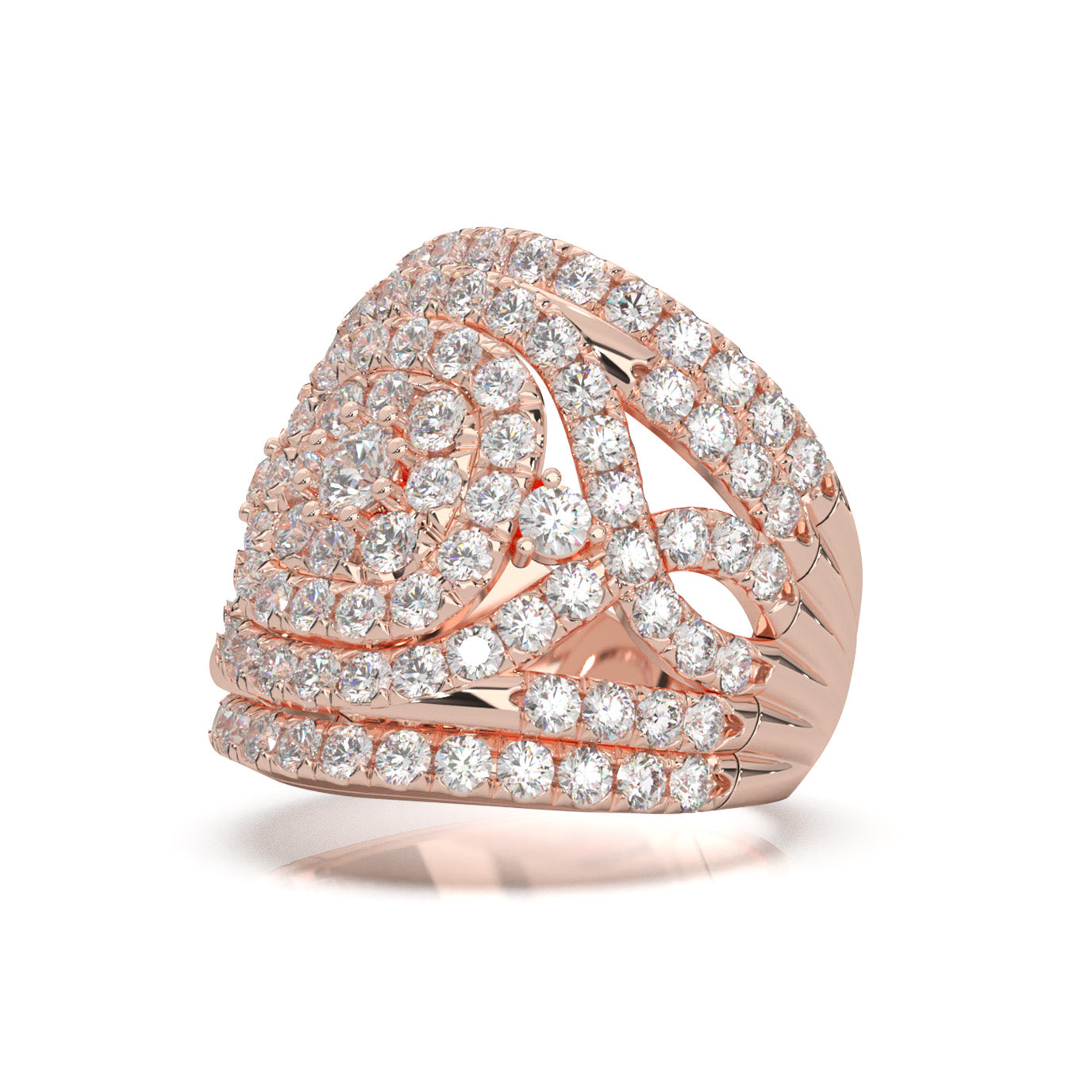 3.20 ct Lab Grown Diamond Engagement Rings in 14k Rose Gold