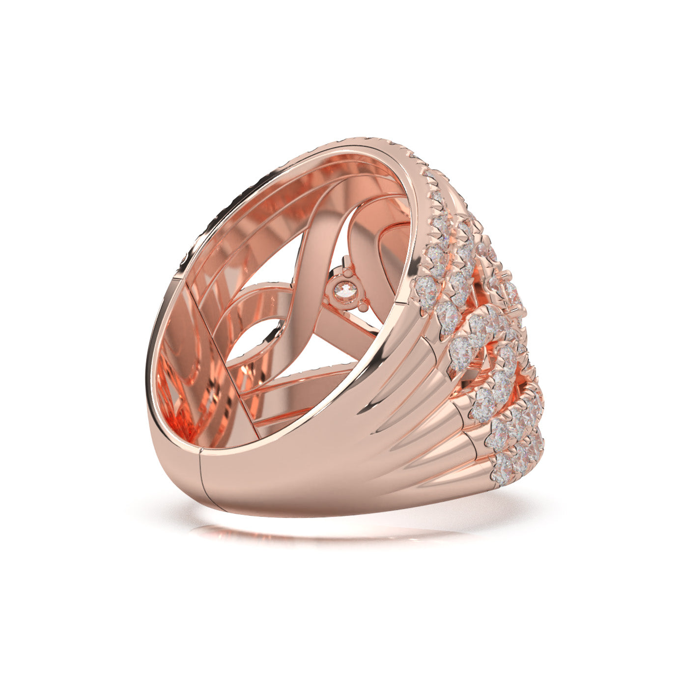 3.20 ct Lab Grown Diamond Engagement Rings in 14k Rose Gold