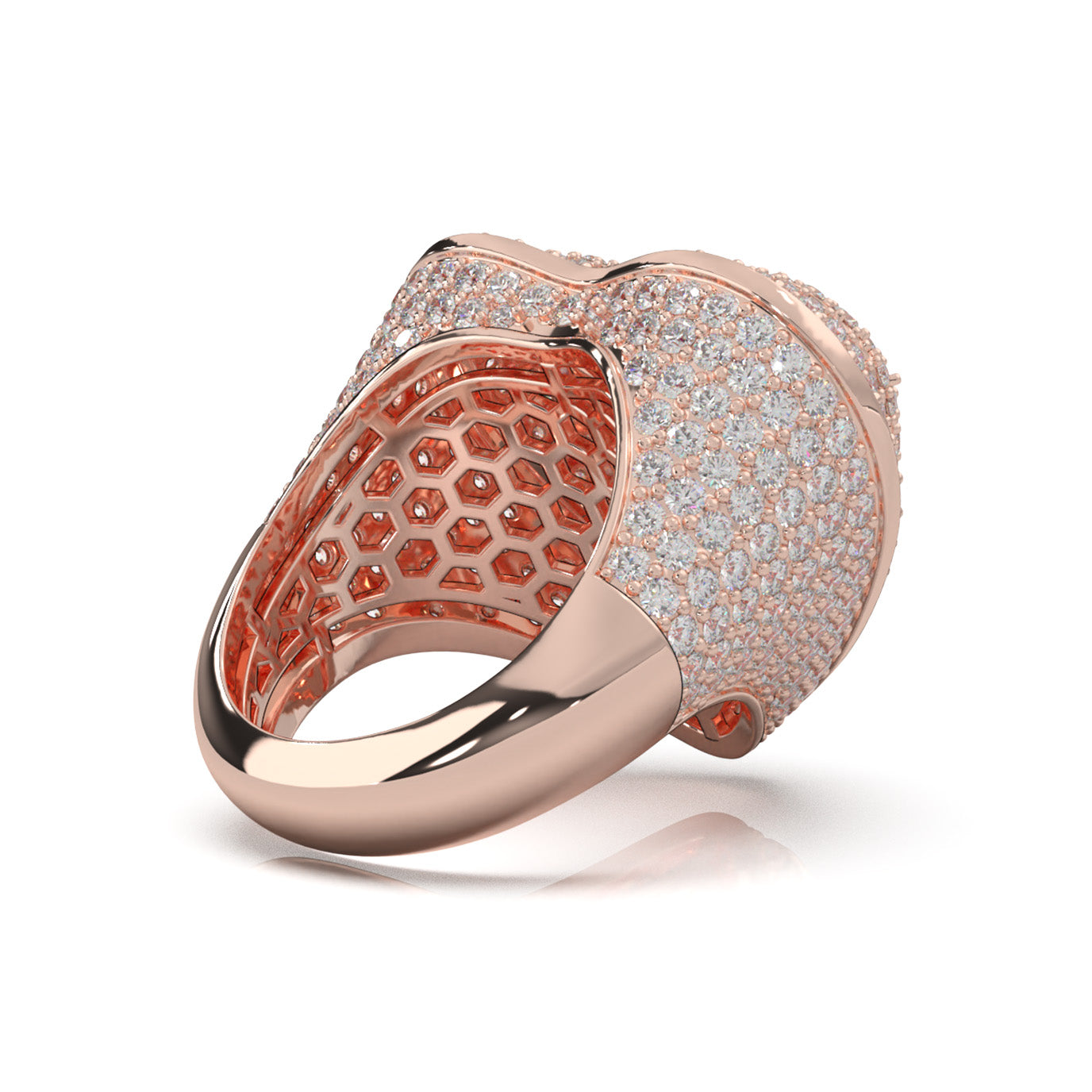 6.30 ct Moissanite Statement Mens Rings in 14k Rose Gold