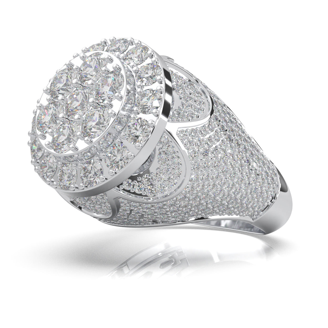 6.80 ct Lab Grown Diamond Statement Rings in 14k White Gold
