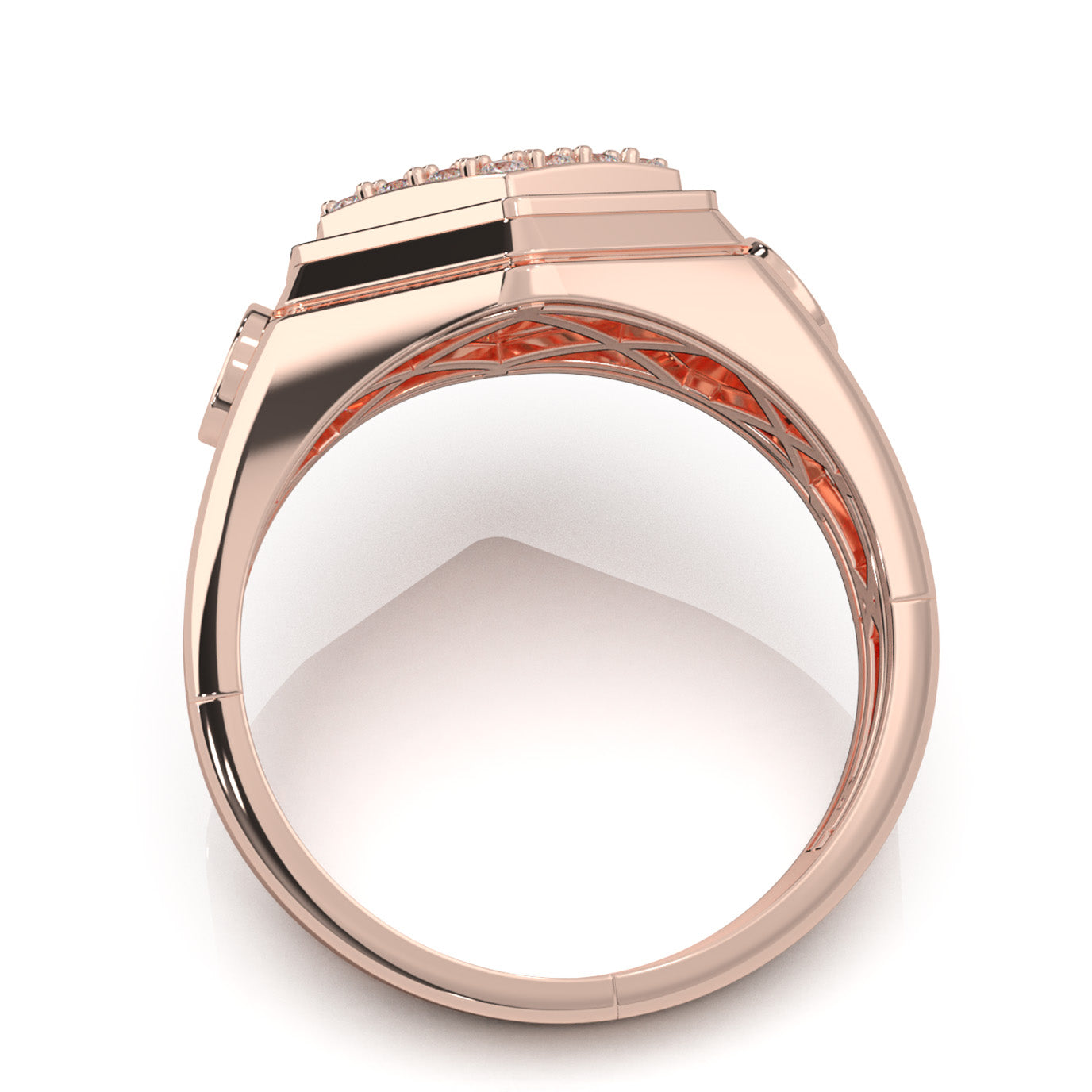 0.80 ct Moissanite Mens Rings in 10k Rose Gold