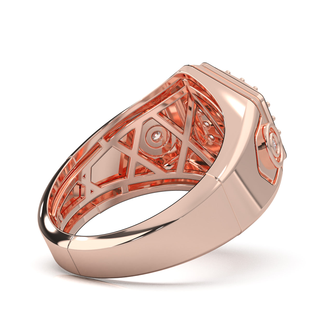 0.80 ct Moissanite Mens Rings in 10k Rose Gold