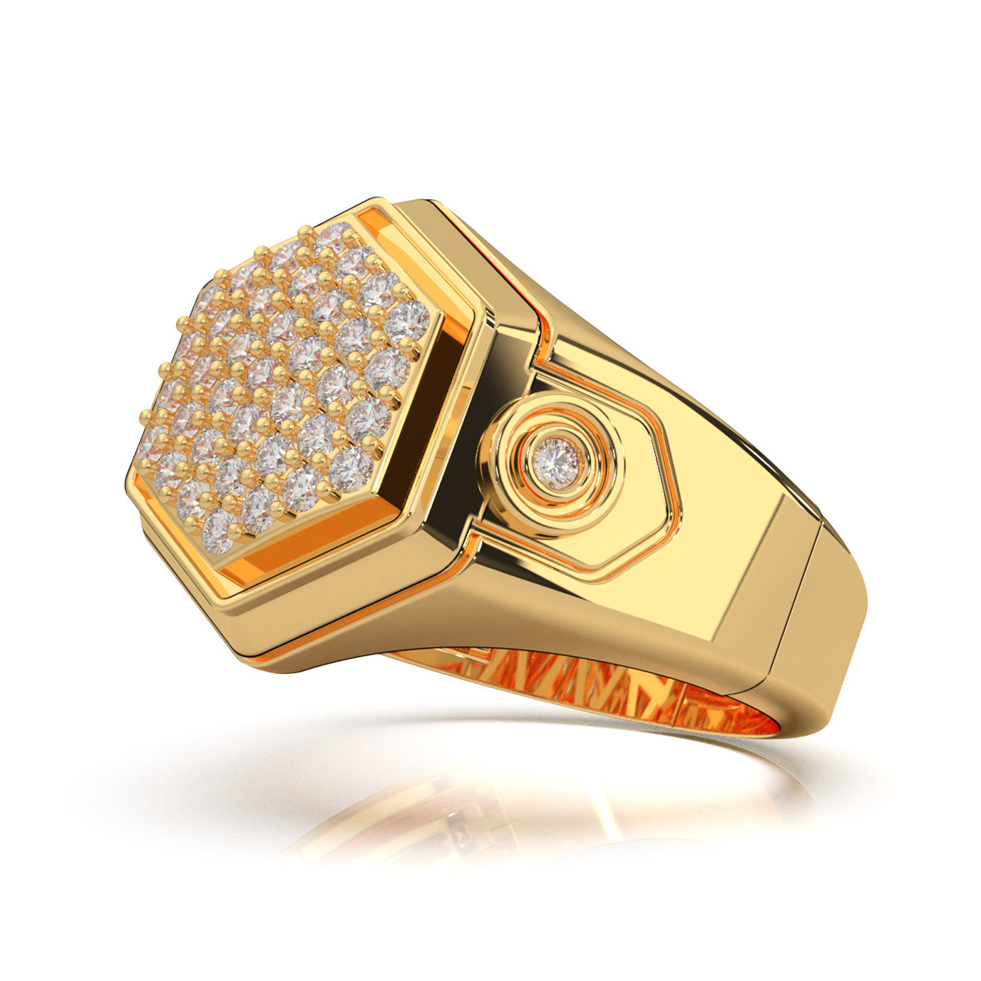 0.80 ct Moissanite Mens Rings in 14k Yellow Gold