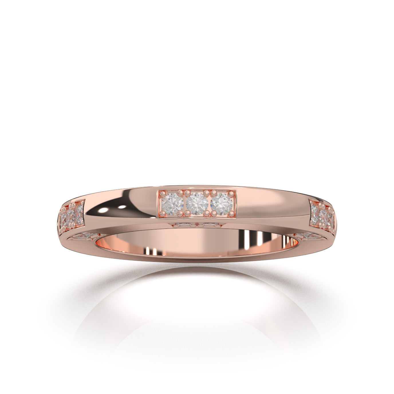 0.60 ct Lab Grown Diamond Wedding Bands in 14k Rose Gold