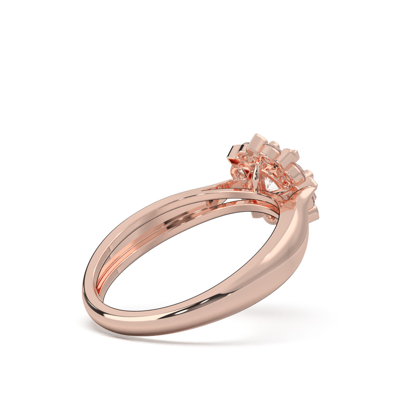 0.85 ct Moissanite Engagement Rings in 14k Rose Gold