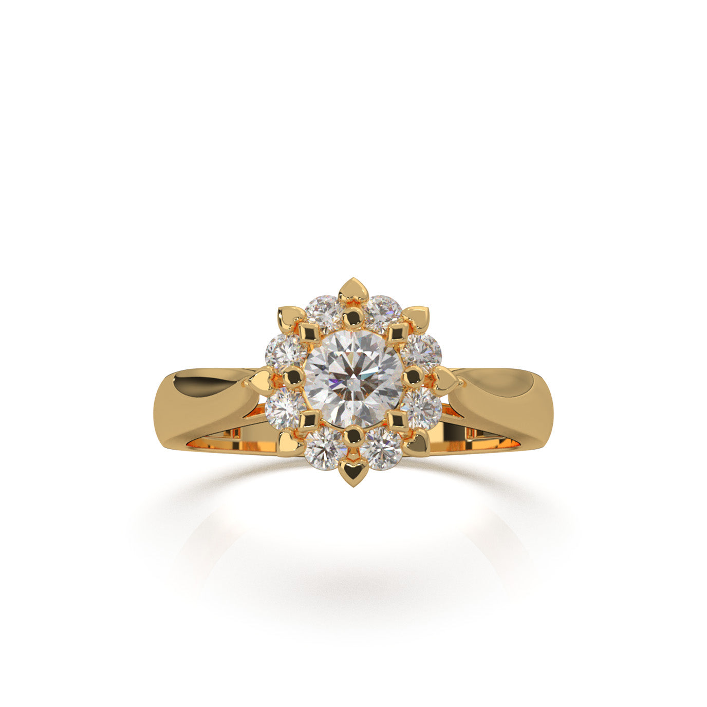 0.85 ct Moissanite Engagement Rings in 14k Yellow Gold