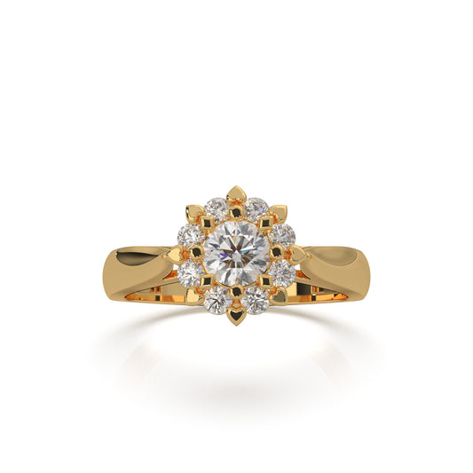 0.85 ct Moissanite Engagement Rings in 14k Yellow Gold
