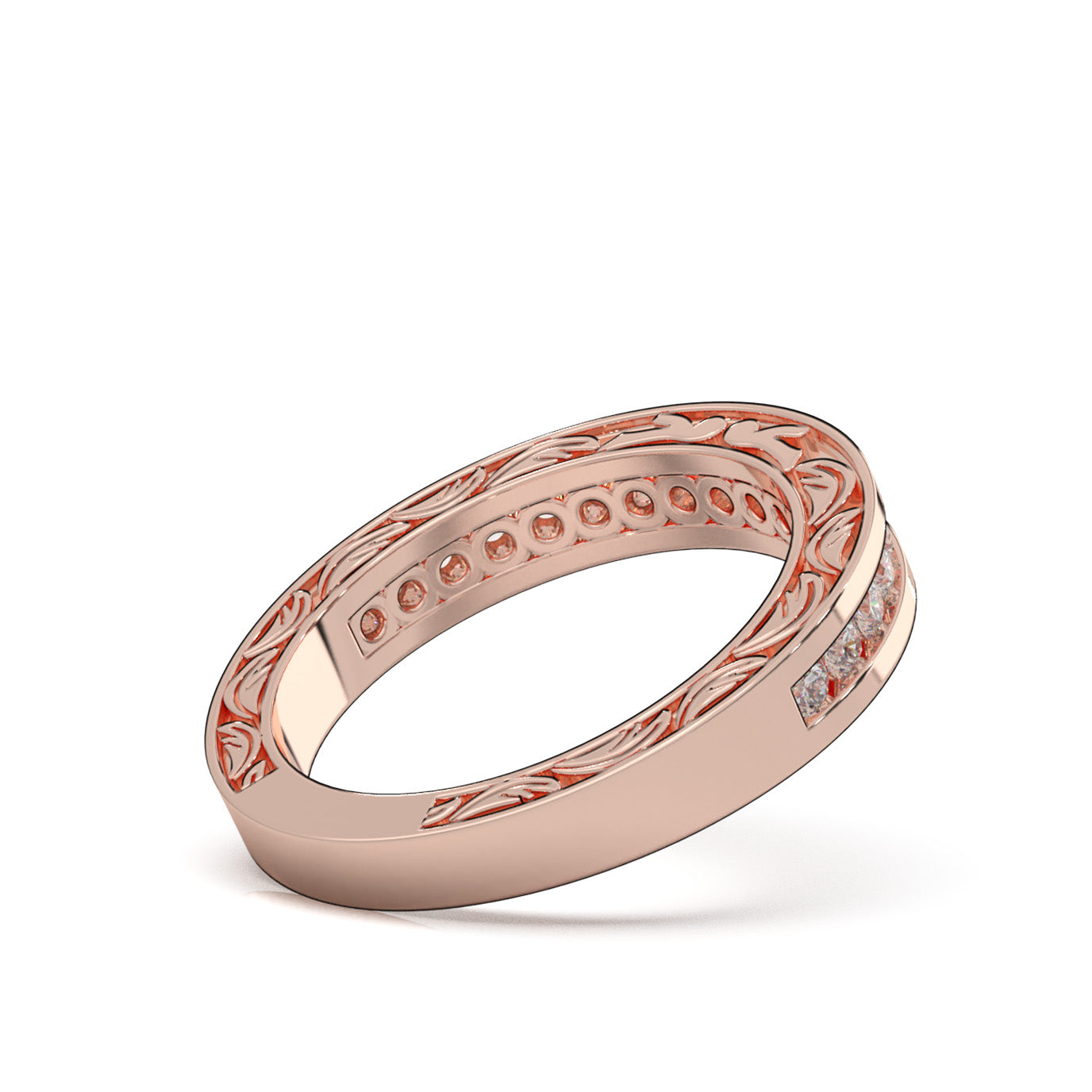 0.60 ct Natural Diamond Wedding Bands in 14k Rose Gold