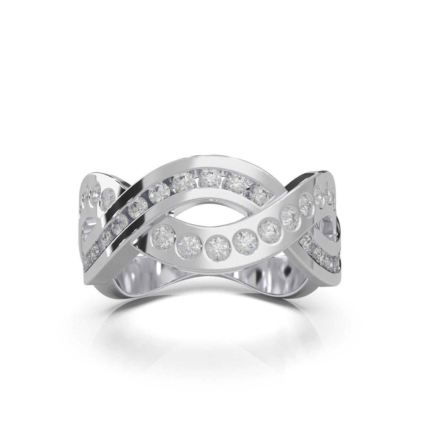 0.80 ct Moissanite Wedding Bands in 10k White Gold