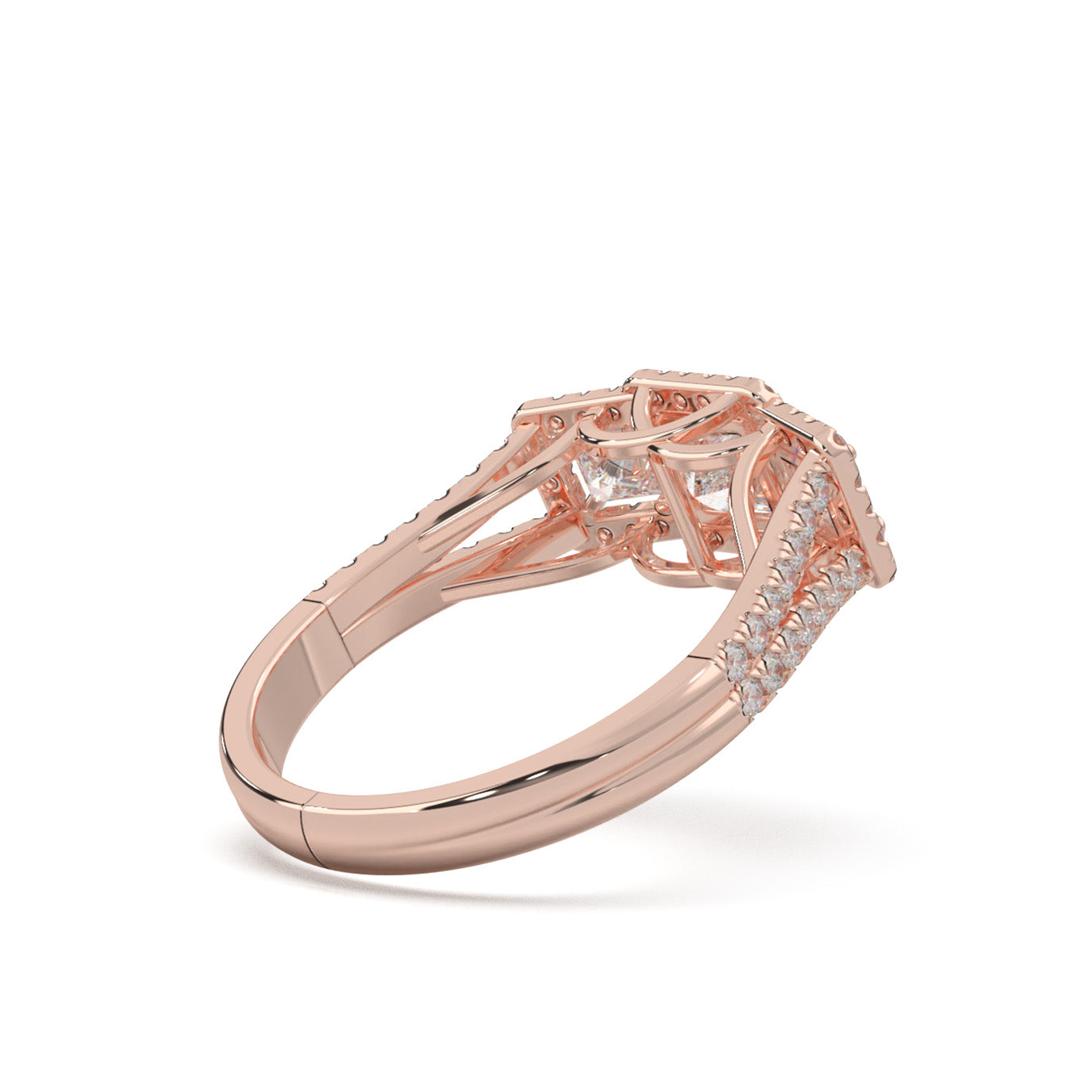 1.50 ct Moissanite 3 Stone Engagement Ring in 14k Rose Gold