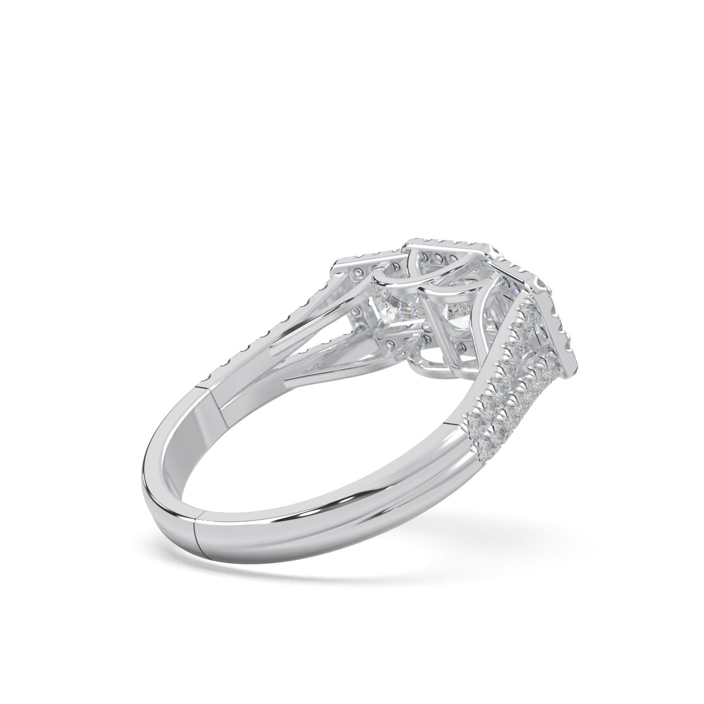 1.50 ct Natural Diamond 3 Stone Engagement Ring in 14k White Gold