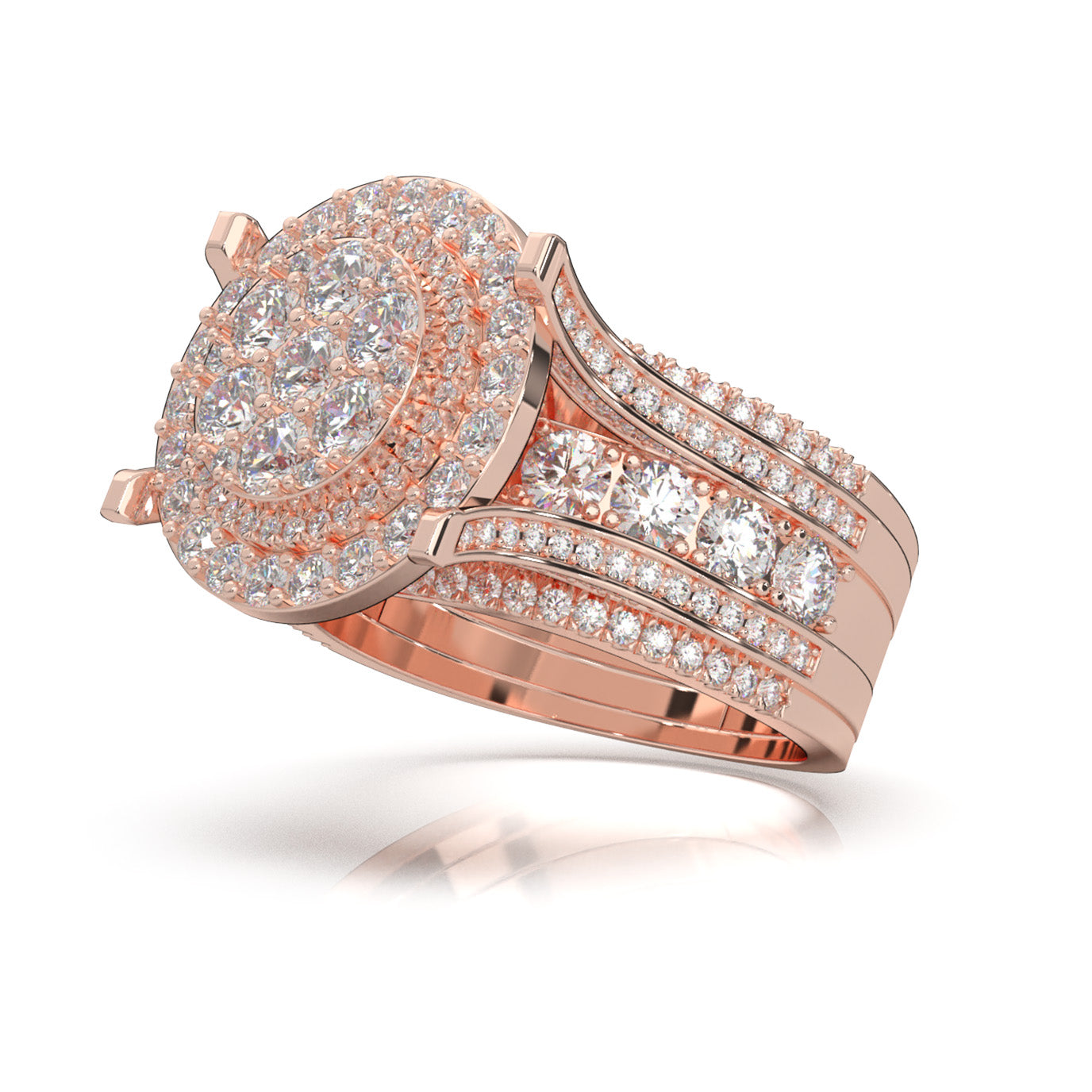 4.60 ct Natural Diamond Engagement Sets in 10k Rose Gold