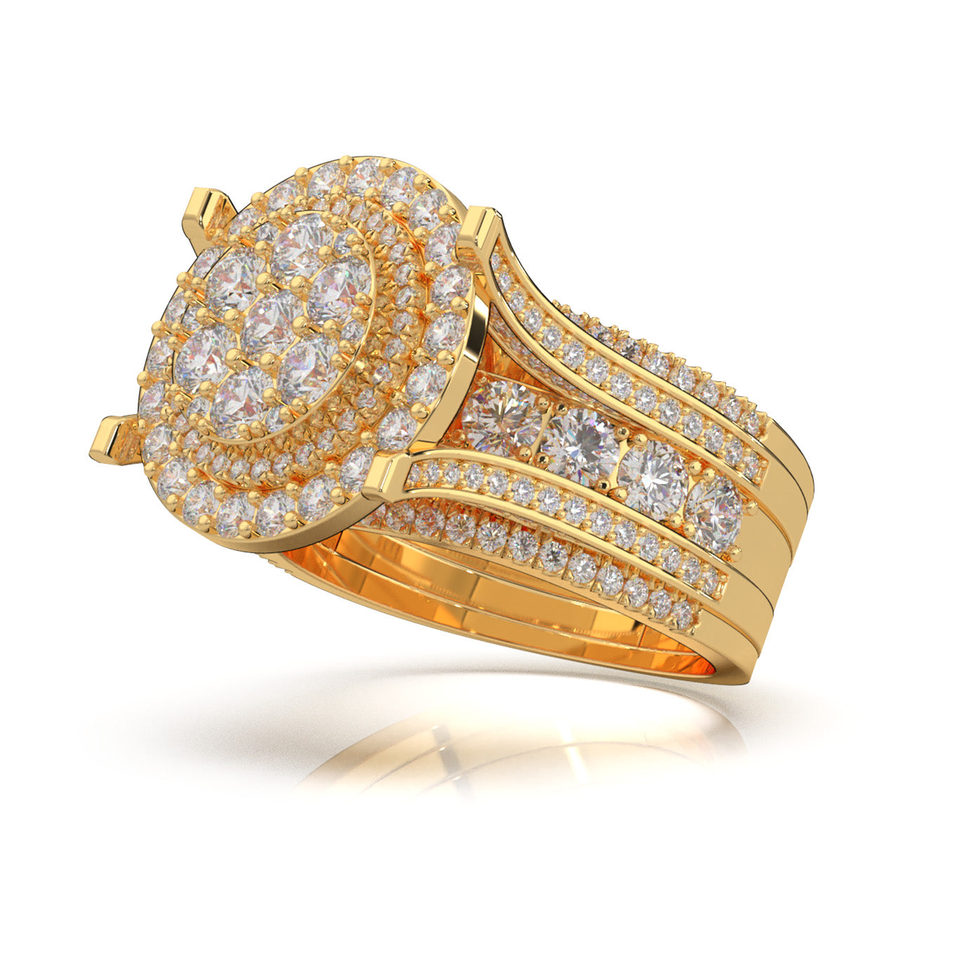 4.60 ct Moissanite Engagement Sets in 14k Yellow Gold