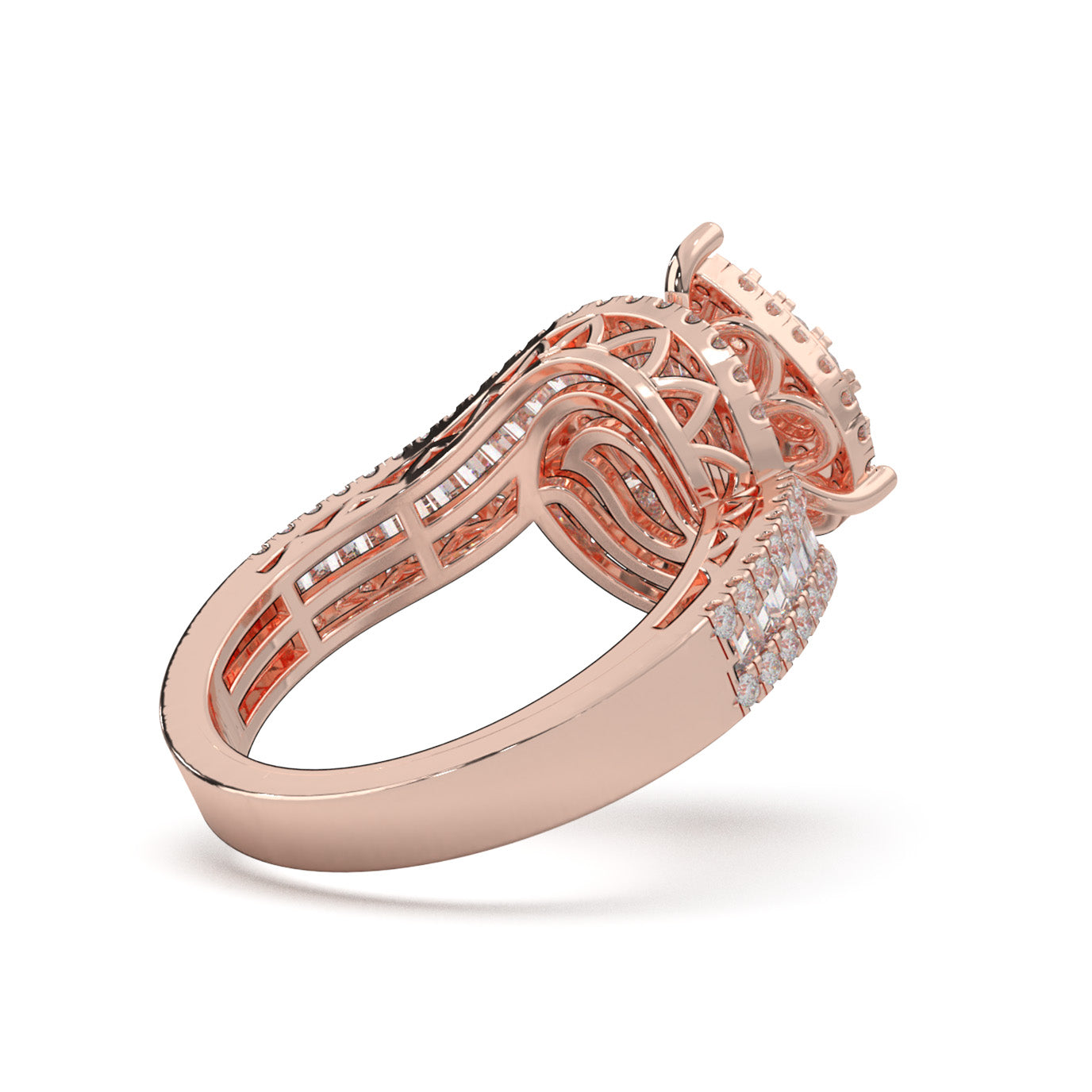 1.40 ct Moissanite Engagement Rings in 14k Rose Gold