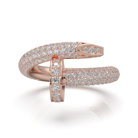 3.80 ct Natural Diamond Nail Rings in 10k Rose Gold