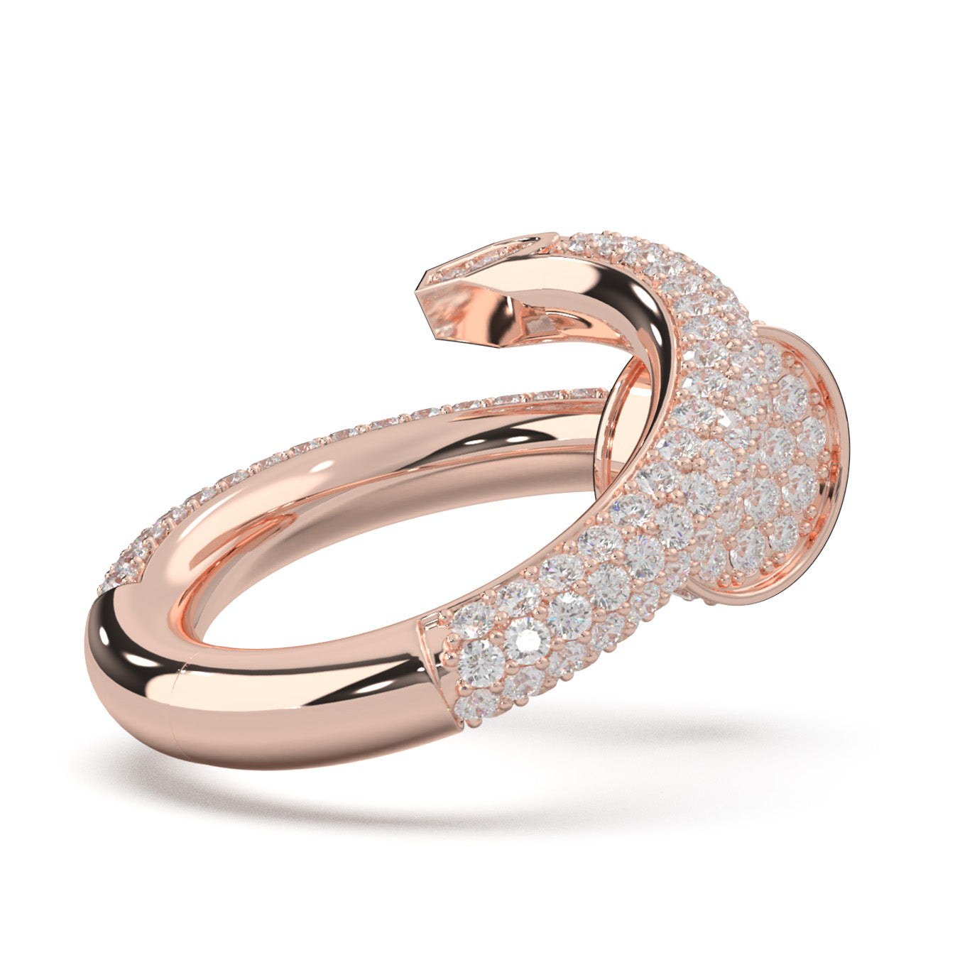 3.80 ct Lab Grown Diamond Nail Rings in 14k Rose Gold