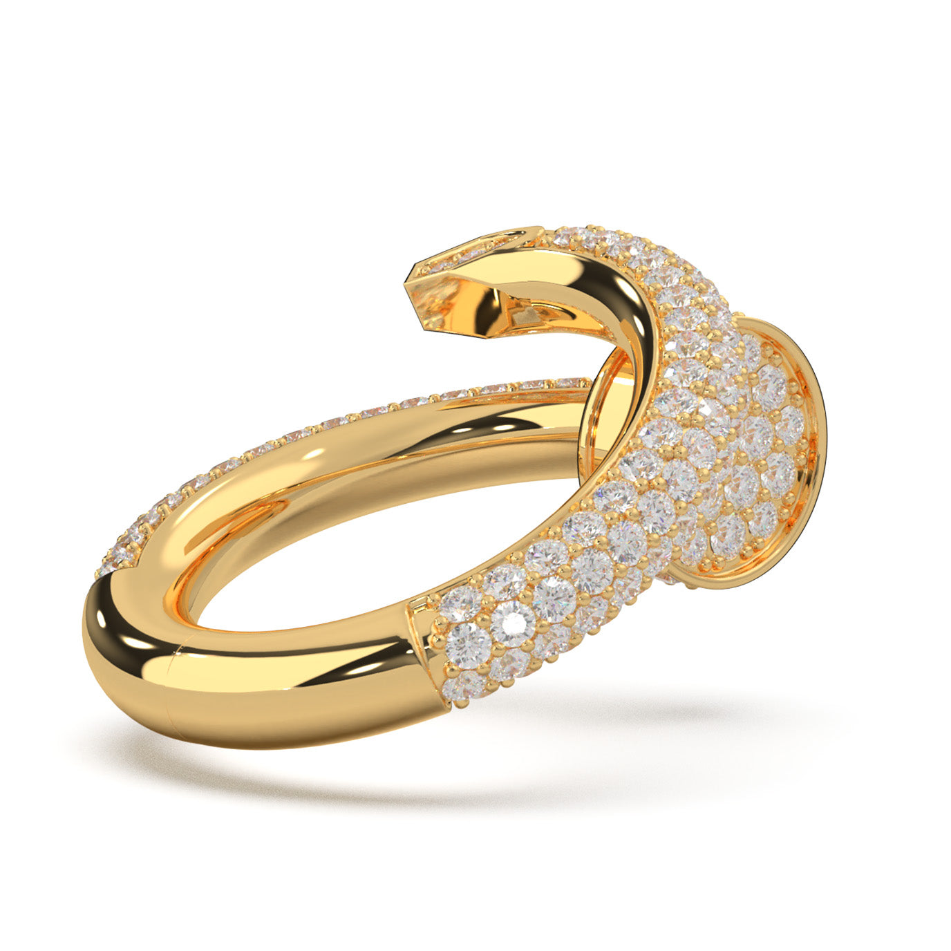 3.80 ct Natural Diamond Nail Rings in 14k Yellow Gold