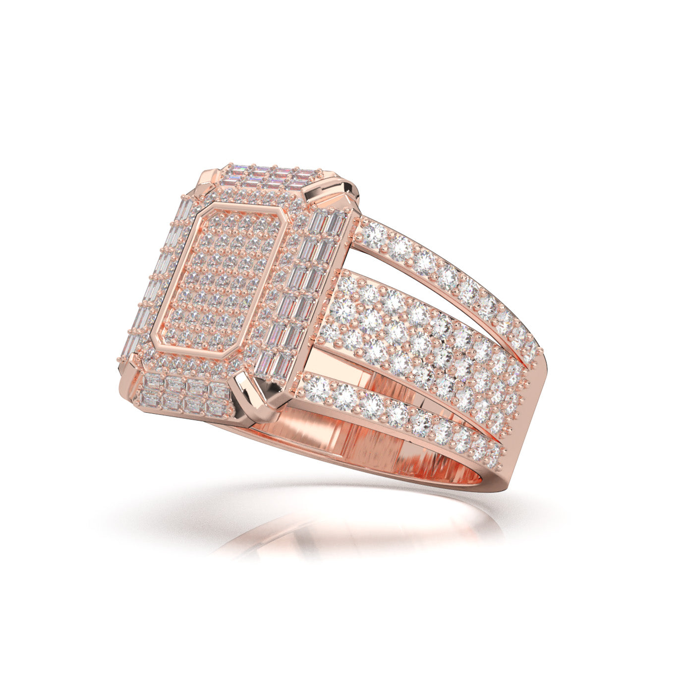 2.70 ct Natural Diamond Mens Rings in 10k Rose Gold