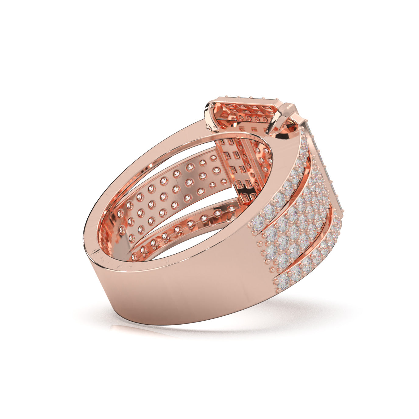 2.70 ct Moissanite Mens Rings in 10k Rose Gold