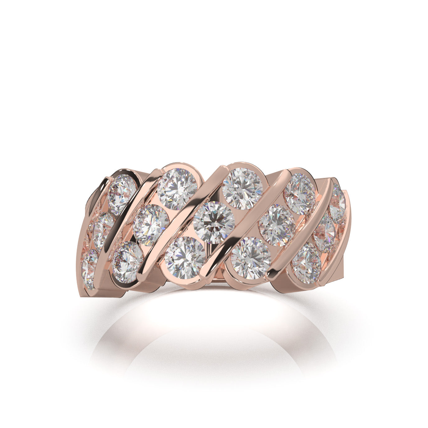 2.60 ct Natural Diamond Wedding Bands in 10k Rose Gold