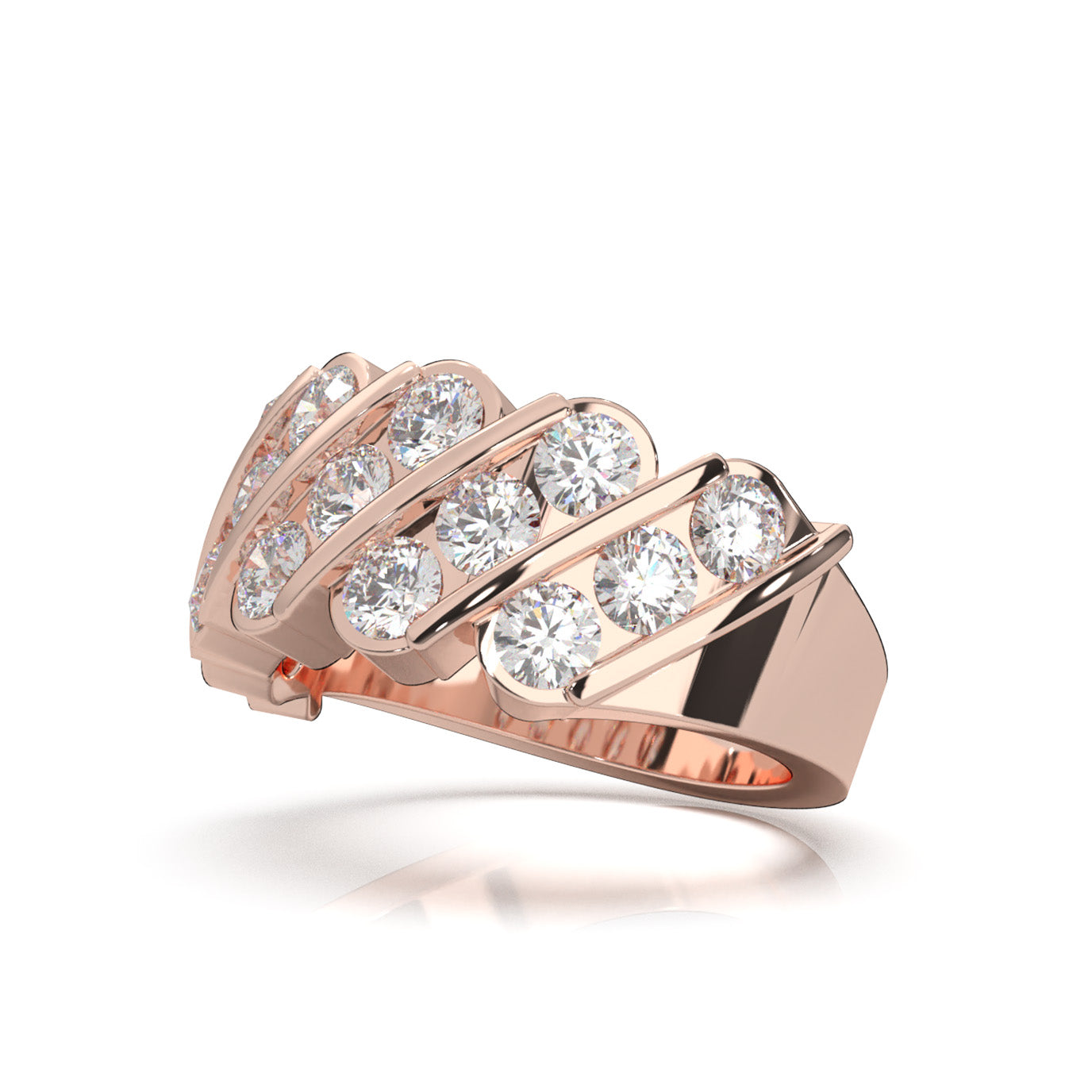2.60 ct Natural Diamond Wedding Bands in 14k Rose Gold