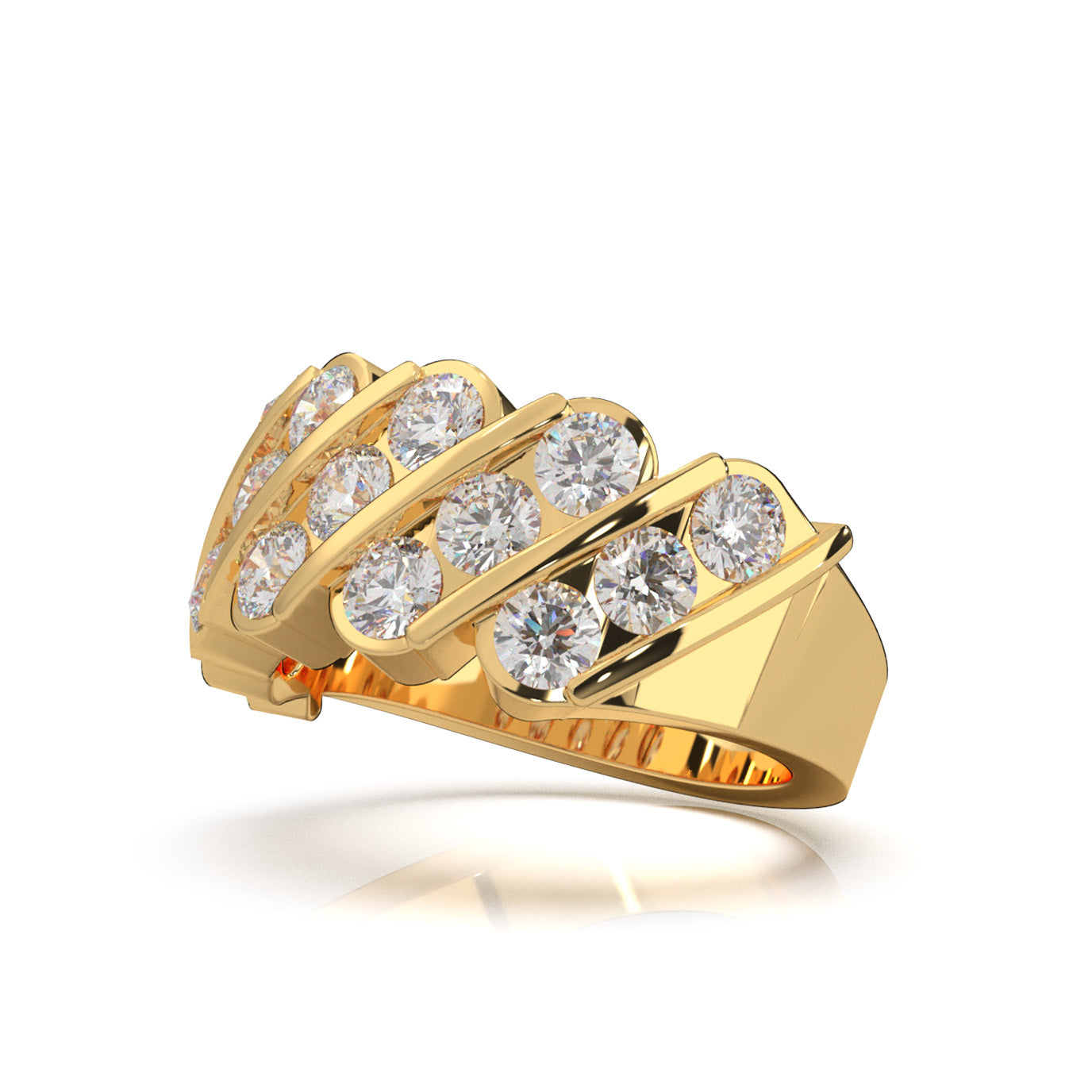 2.60 ct Natural Diamond Wedding Bands in 10k Yellow Gold