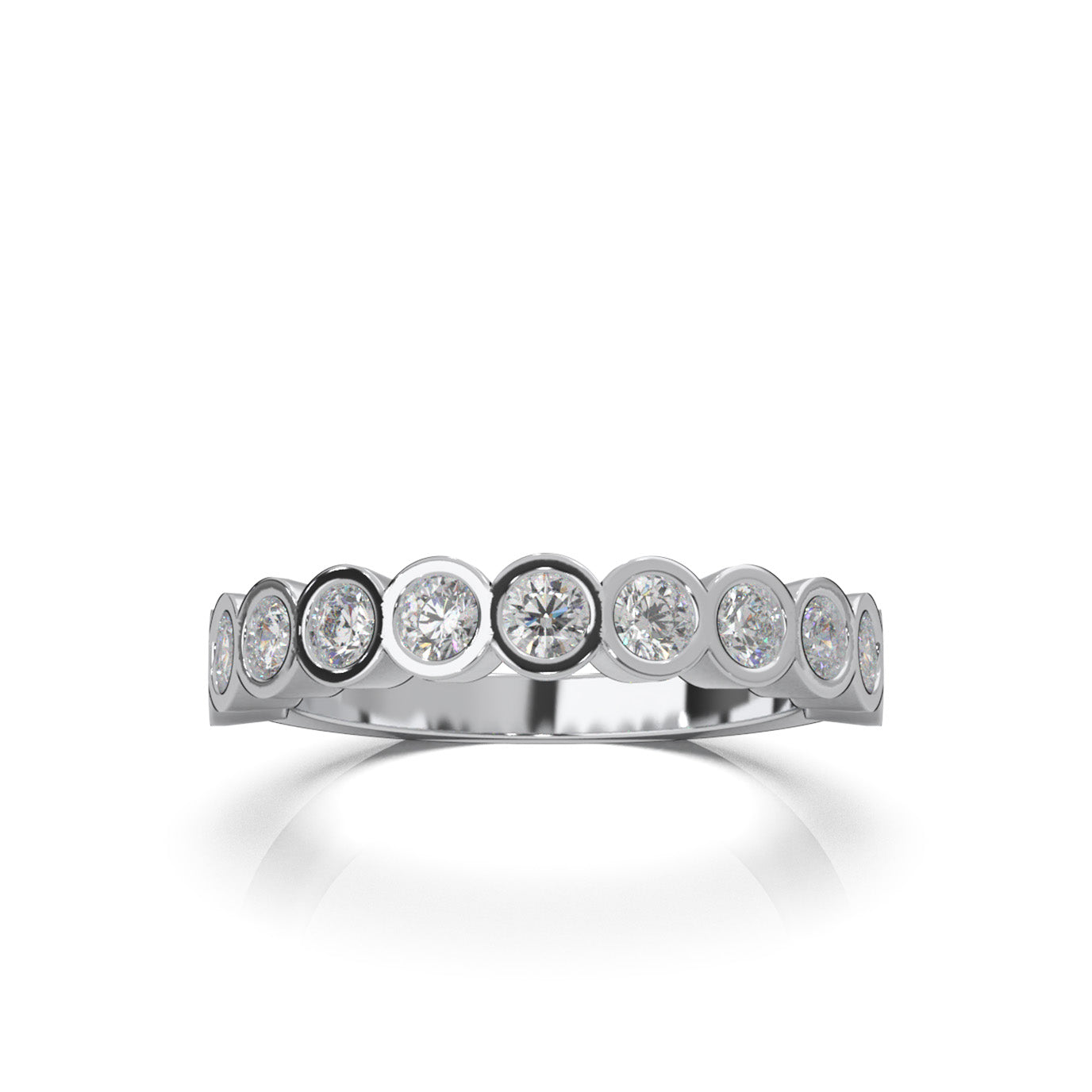 0.90 ct Moissanite Wedding Bands in 10k White Gold