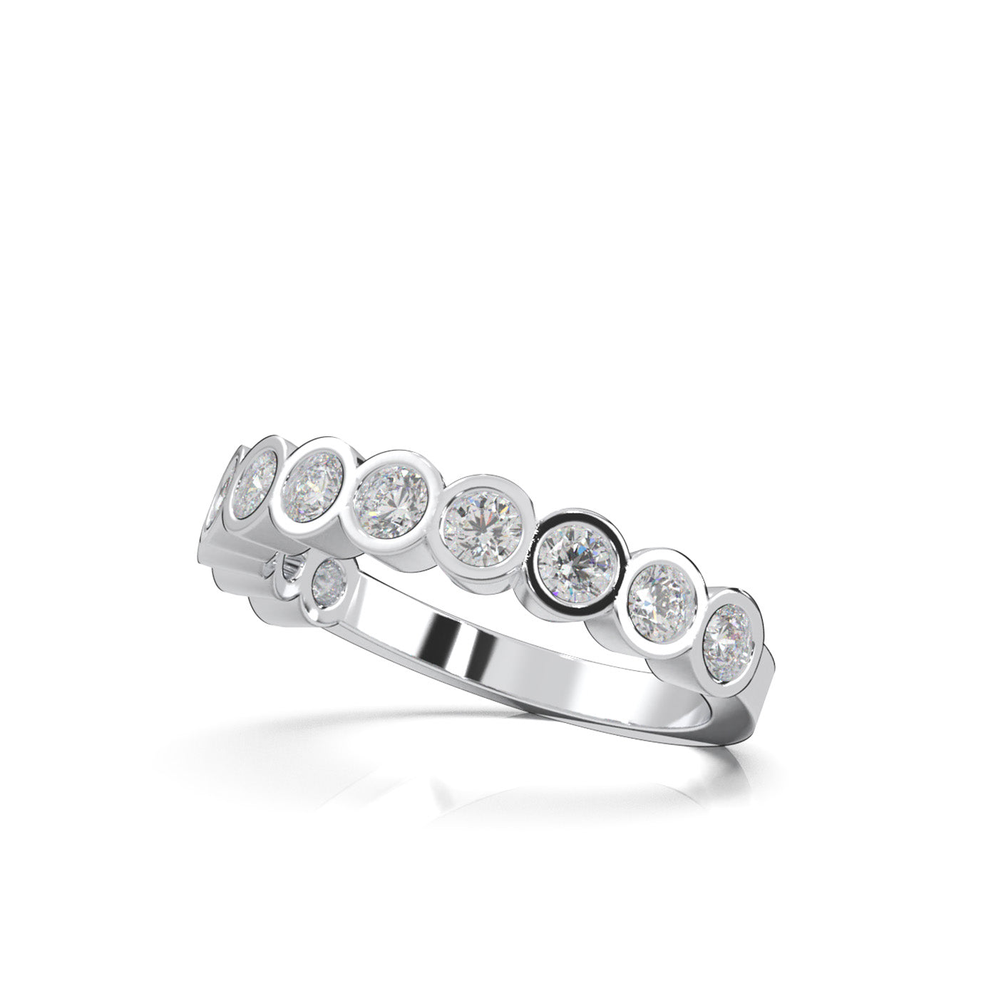 0.90 ct Moissanite Wedding Bands in 10k White Gold