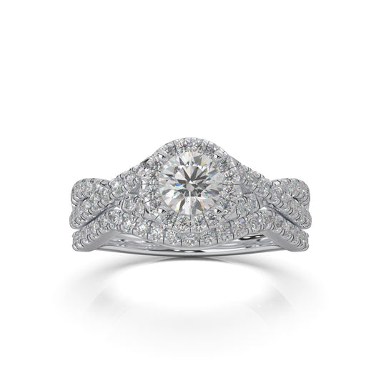 1.30 ct Natural Diamond Engagement Sets in 14k White Gold