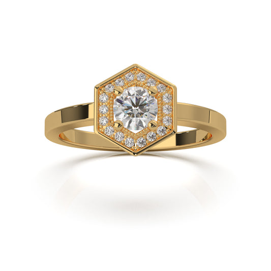 0.50 ct Lab Grown Diamond Engagement Rings in 14k Yellow Gold