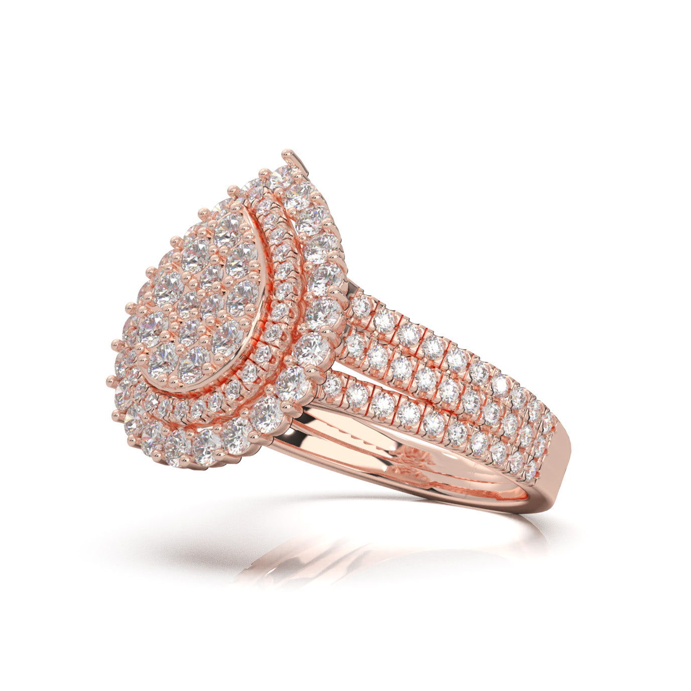 1.70 ct Lab Grown Diamond Engagement Rings in 14k Rose Gold