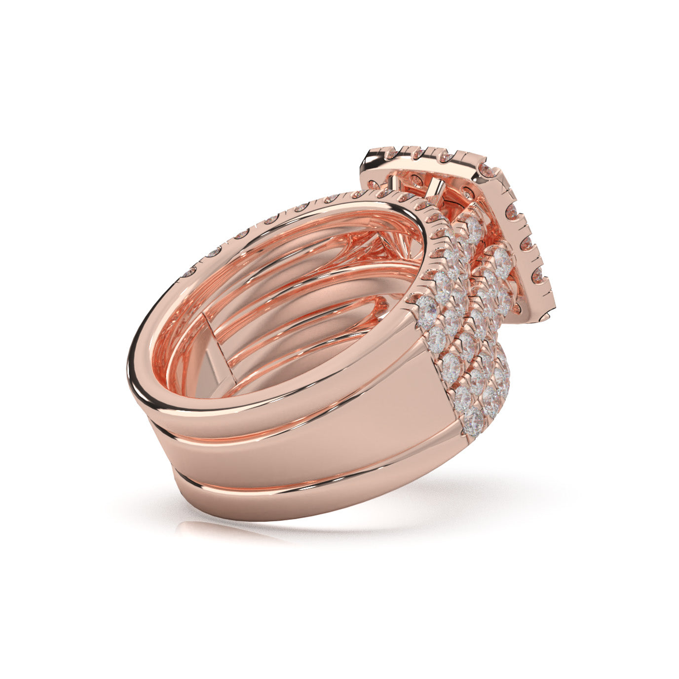 3.20 ct Lab Grown Diamond Engagement Sets in 14k Rose Gold